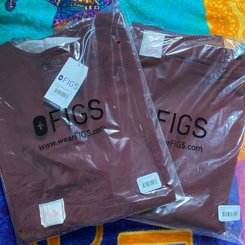 FIGS NWT burgundy